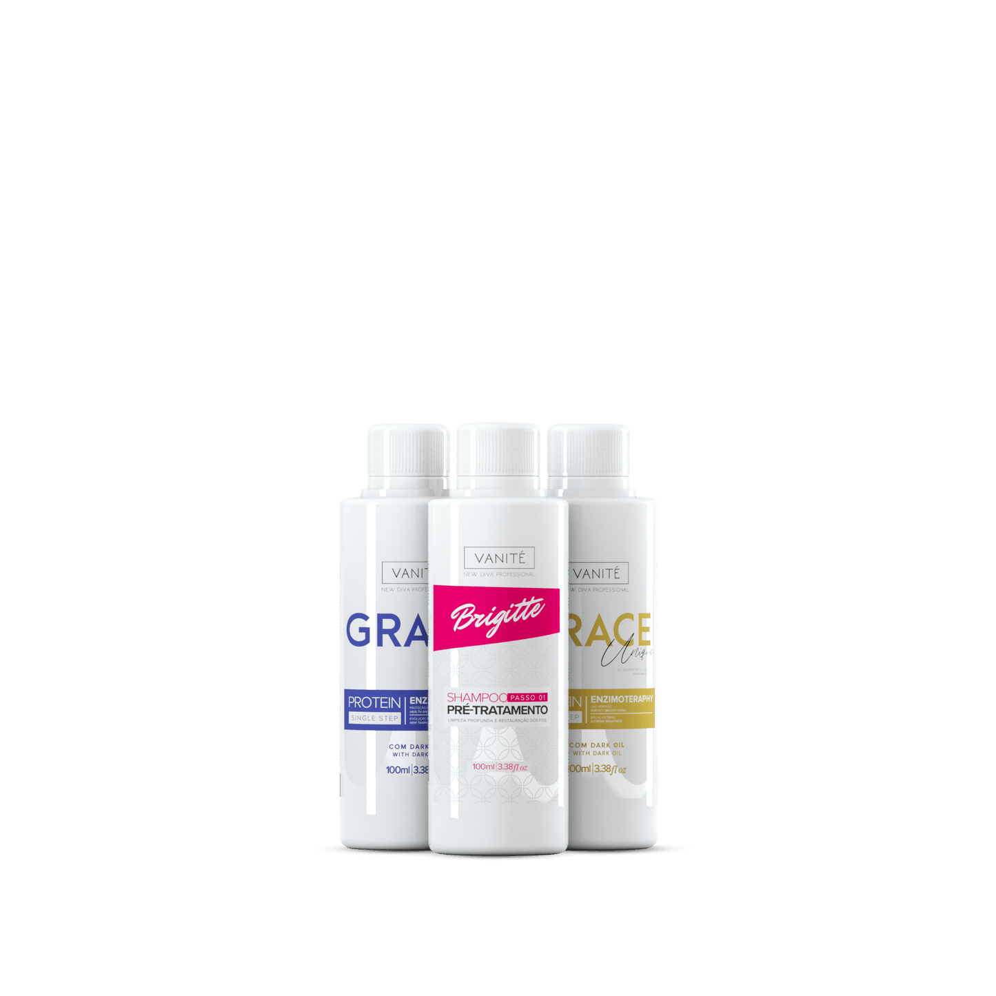 Kit - 1  unit Grace Enzimoteraphy Unique + 1  unit Grace Enzimoteraphy Violet + 1 unit Brigitte Pre-Treatment Shampoo | 100ml